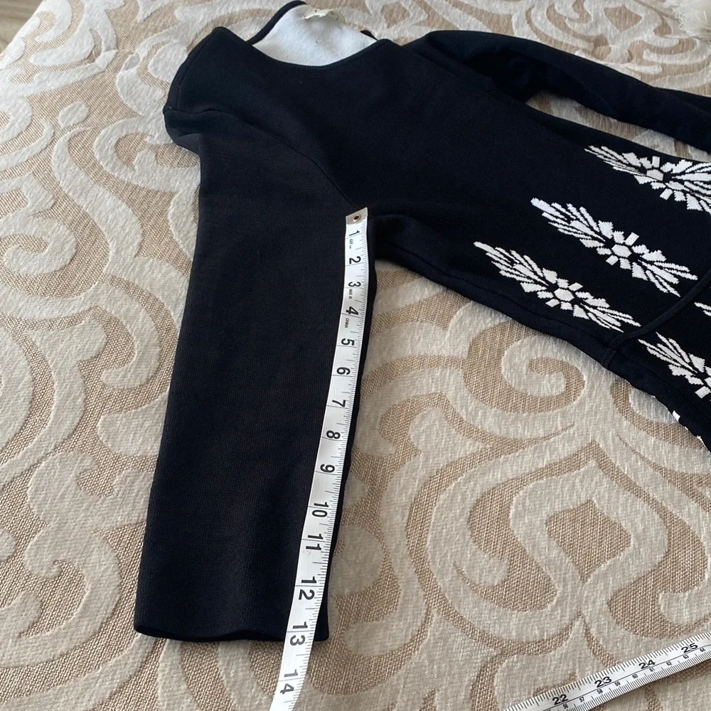 Eliza J Black Fit & Flare Dress 3/4 Sleeve Embellished Waist Knit Small Petite - Picture 6 of 10